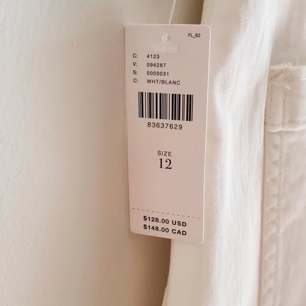 NWT Anthropologie Maeve Pleated Barrel Leg Chino Pants White Size 12 - Picture 10 of 12